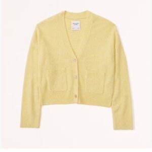 🧈🥐Abercrombie Bright Butter Yellow V-Neck Cardigan Sweater